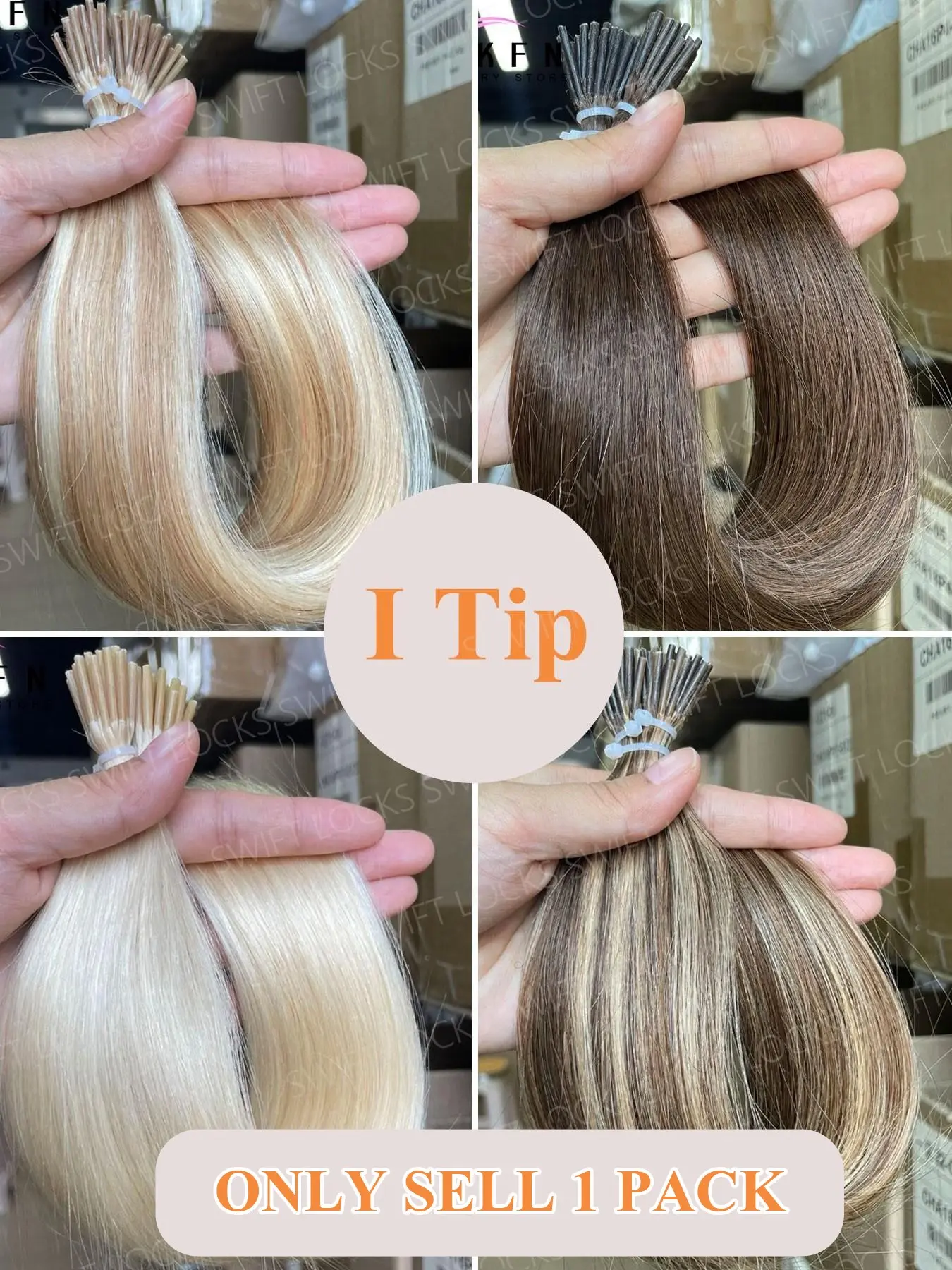 12-22 inches Pre-bonded I Tip Human Hair Extensions Cold Fusion Micro Ring Hair Lightweight 30g/50pcs/pack Salon Hair