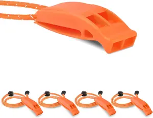 4 Pack Emergency Whistles, Loud Shrill Safety Whistle with Reflective Lanyard for Outdoor Climbing Hiking Camping Fishing Boat Kayak Life Vest Jacket Boating Water Survival Rescue Signaling