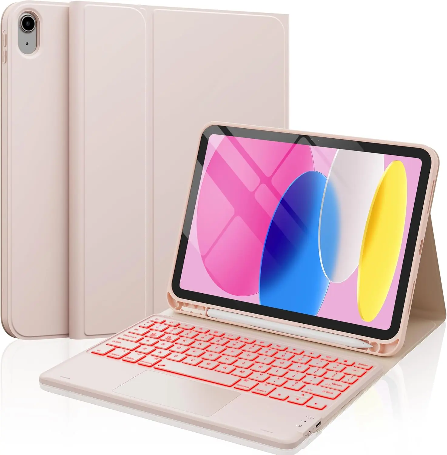 CHESONA for iPad 10th Generation Case with Keyboard, 7-Color Backlight, Multi-Touch Trackpad, Flip Stand Case with Pencil Holder, 2 Wireless Channels for iPad (A16) 11th/10th Gen (2025/2022)