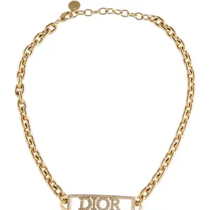 Pre-owned Christian Dior Crystal Logo Choker