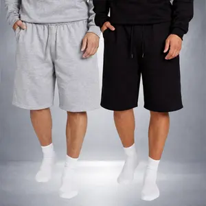 Men’s Solid Color Casual Shorts, 2-Pack – Knee-Length – Available in Multiple Colors – Classic Black & Gray