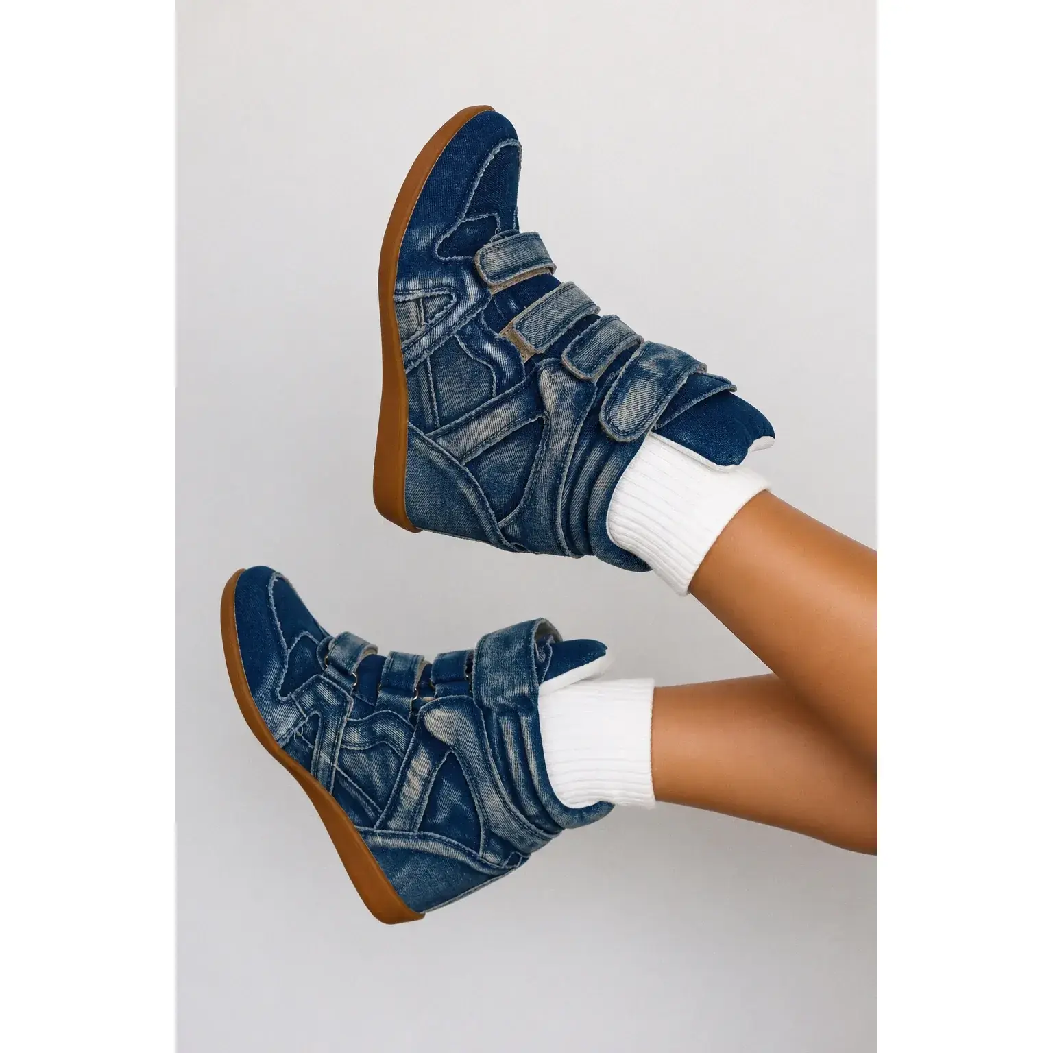 Gigi Wedge Sneakers - Denim