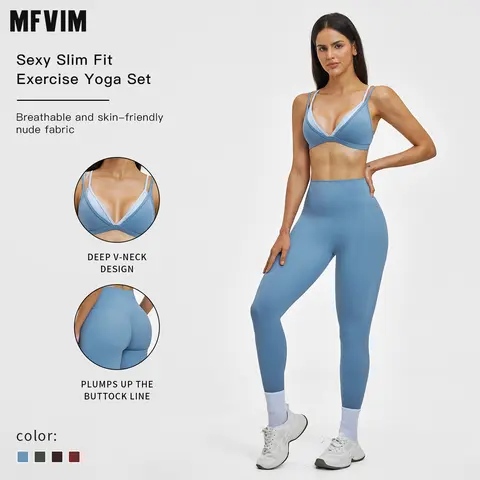 MFVIM Women’s Premium 2-Piece Gym Set - Quick Dry Sports Bra, High Waisted Backless Athletic Leggings, Breathable Snug Fit Fabric for Yoga, Running, Workout Running Outfits, Fitness Activewear, Matching Women’s Workout Sets