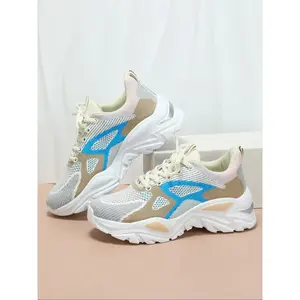 Women's Fashionable Colorblock Lace Up Low Top Sneakers, Sporty Running Shoes, Casual Breathable Comfortable Sports Running Shoes, All-match Basic Shoes for Daily Wear（sneakers）