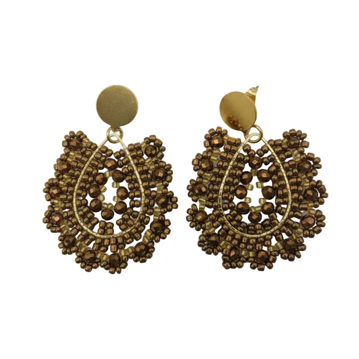 The Sorrento Drops Earrings, Single Pair Costume Jewelry, Beaded Look, Hazard-Free Metal Glass Construction, Polished Finish Fashion Accessory