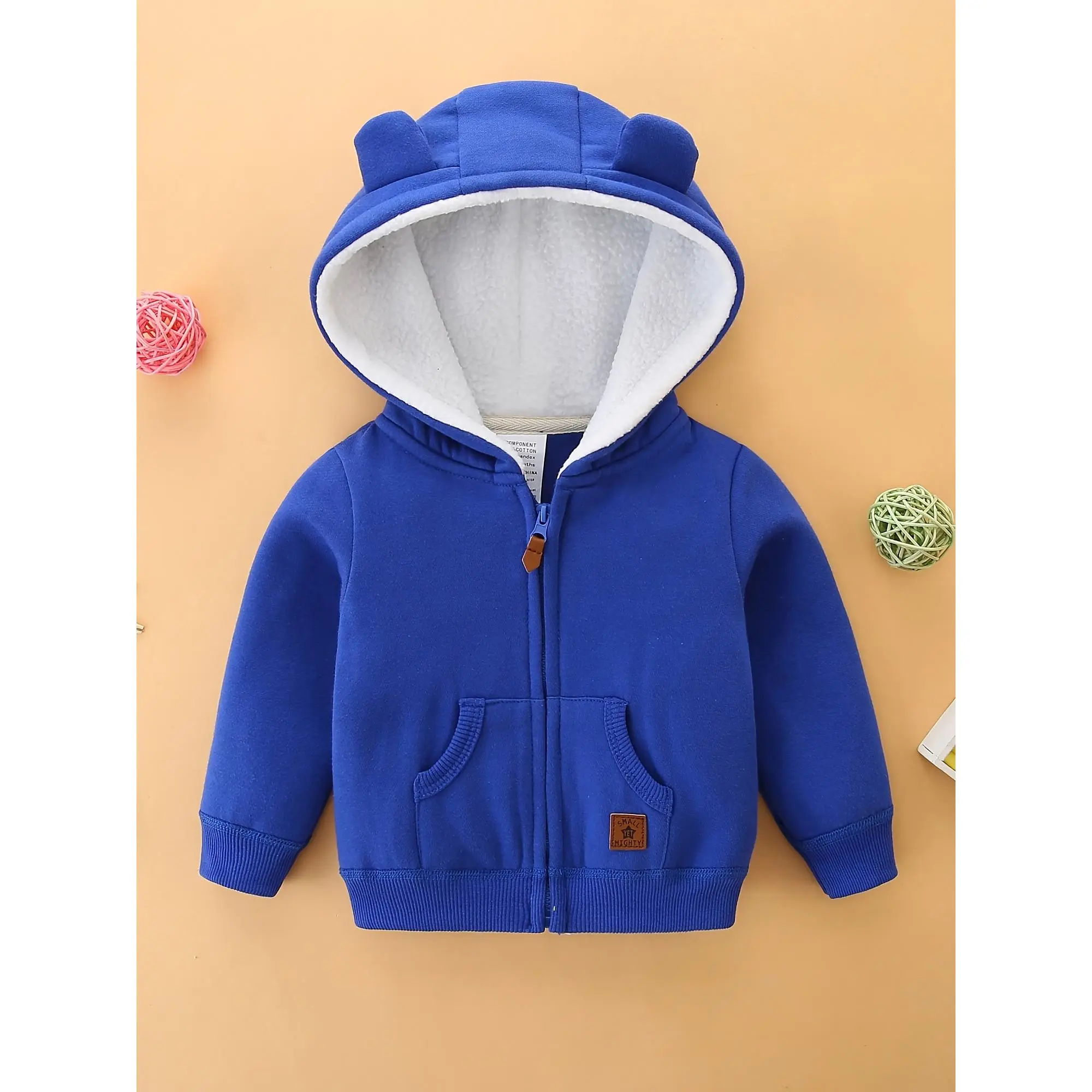 Boys' New Spring-Autumn Animal-Themed Cartoon Character-Themed Hoodie Jacket, Stylish Blue Outerwear with Bear Ears, Animal-Themed Boys' Jackets, Cartoon Boys' Jackets