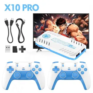 X10 Pro Game Console with Psp & Ps1 Games, 2 Wireless Controllers, 128GB TF Card, Party Ready, Blue Design, Gaming Set