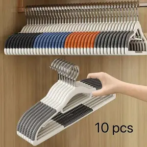 10-Pack Non-Slip Closet Hangers with 360-Degree Rotating Hooks, Ultra-Thin Plastic Design, Space-Saving, Suitable for Dry and Wet Clothes, Space Saver Hangers
