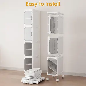 Tall Slim Rolling Storage Cabinet, 4-Tier Narrow Organizer for Bathroom, Kitchen, Laundry and Compact Areas