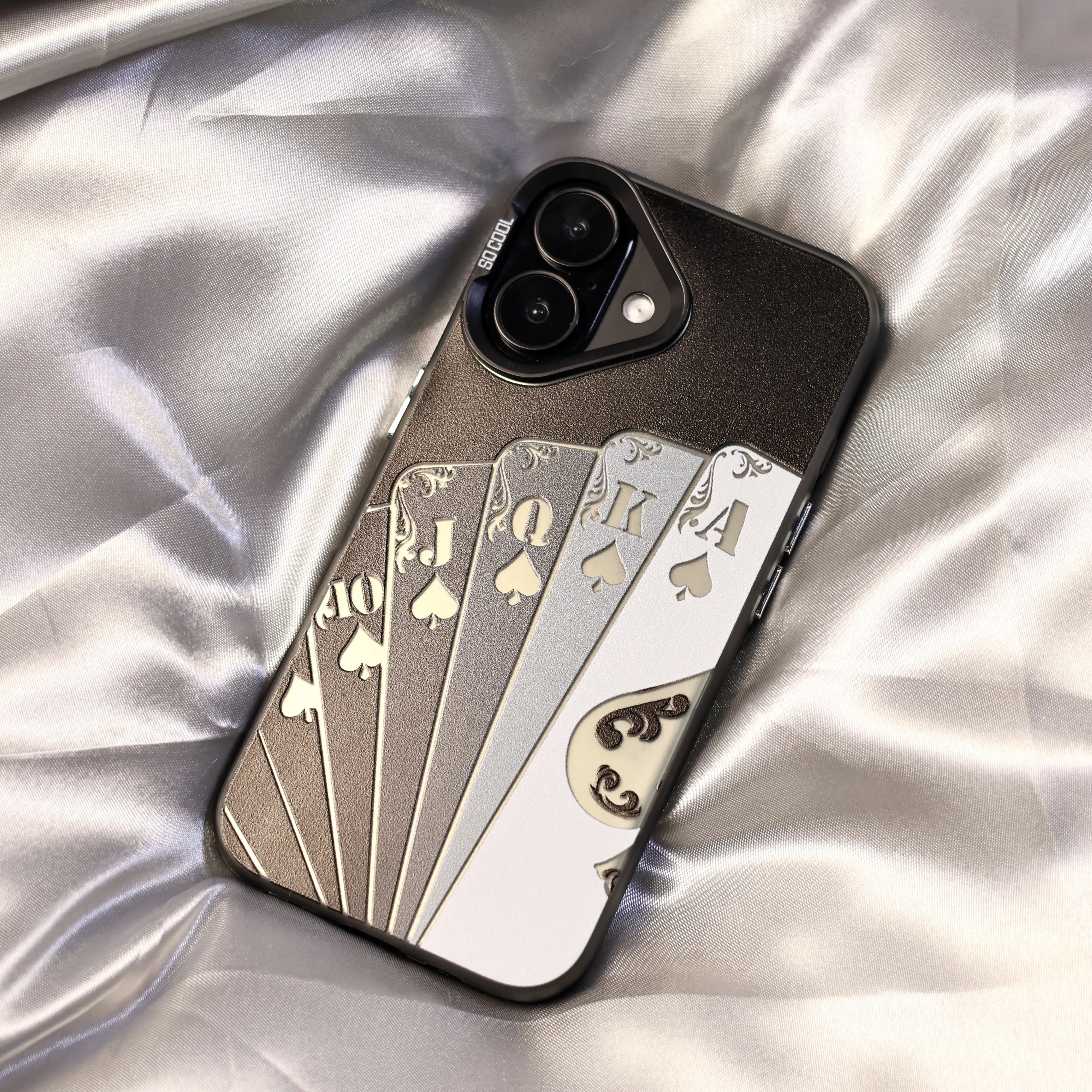 Matte Finish Playing Card Pattern Silicone Cover for iPhone - Shockproof, Scratch-Resistant Accessory with Raised Frame for iPhone 17,16,15 Pro Max,15,14,13 - Smartphone Protection Accessory