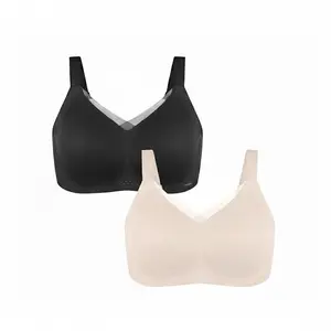 HSIA Roxy Bundle 2 Pack Airy Mesh Crossover Comfortable Breathable Jelly Seamless Padded Lightly Lined Wireless Bra Womenswear Everyday Soft Smooth