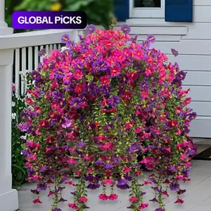 8 Piece Artificial Hanging Floral Plants, Artificial Flower Set for Outdoor Decoration, UV Resistant Eucalyptus Vine, Wisteria, Wall Home Porch Garden Decor