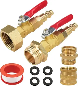 RV Winterizing Kit, RV Blowout Adapter with Shut Off Valve, Sprinkler Blowout Adapter with Quick-Connect Plug to 3/4 Garden Hose, Camper Winterize Blowout Plug for Winterizing RV, Camper, Boat