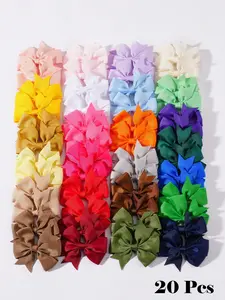 20pcs Random color Princess Girl Bow Hair Clips, Bows For Hair, Cute Sweet Baby Hair Accessories Mixed Color Set, Party Gifts For Girls