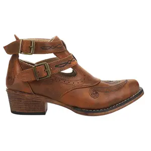 ROPER Womens Willa Embroidery Snip Toe  Casual Boots Ankle Low Heel 1-2" - Brown