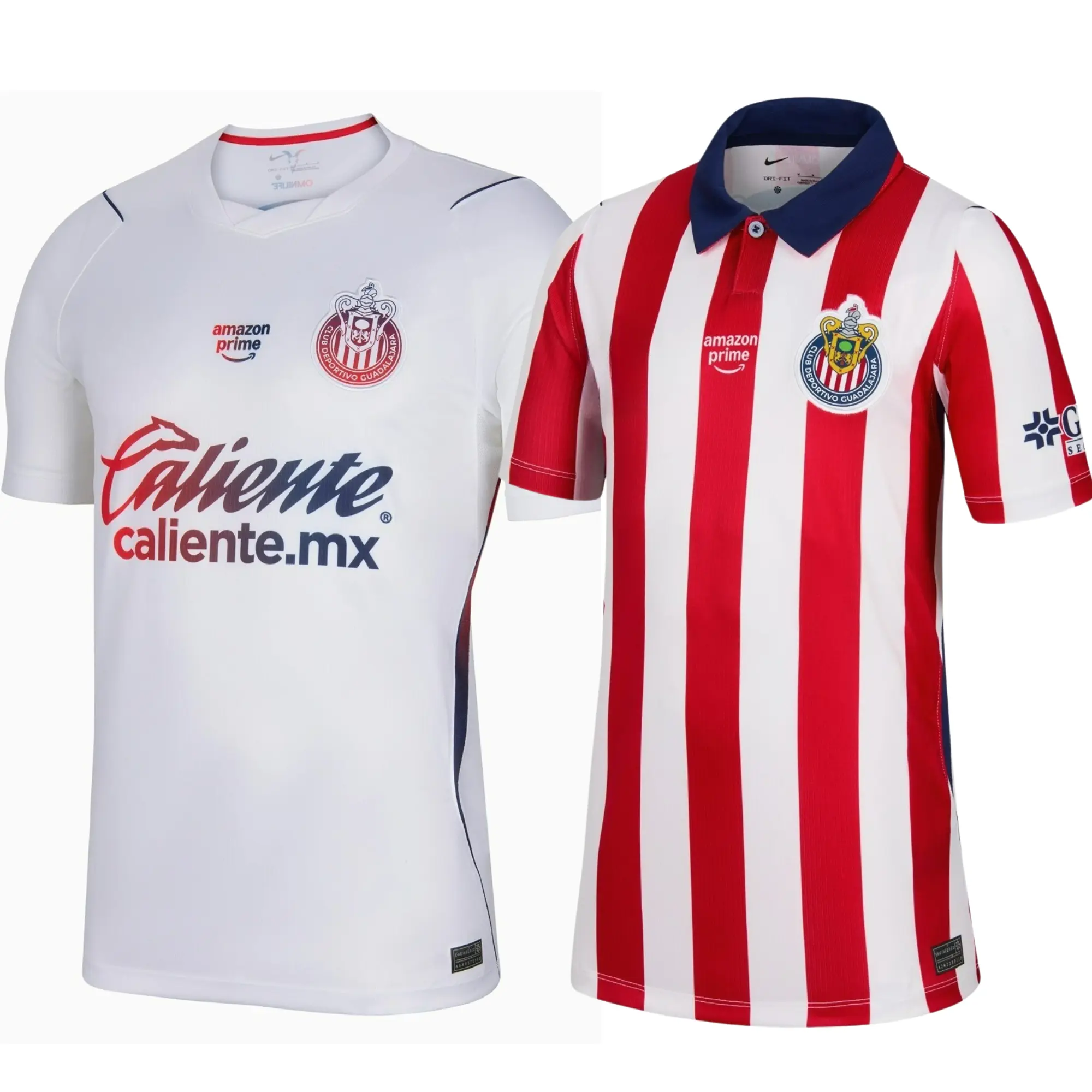 Chivas Liga MX 2026–2027 Jersey, Home Red White Striped & Away White Soccer Shirt, Lightweight Game Day Fan Top