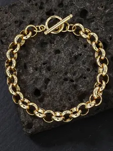 A 10mm Copper Chain with Plating, Featuring Interlocking Smooth Round Rings, Paired with a Minimalist And Stylish OT Clasp Bracelet