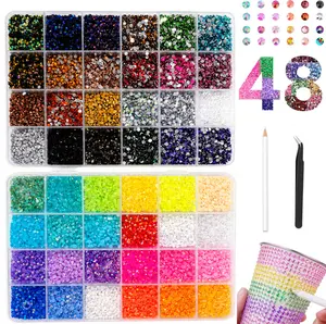 48 Color with 48000Pcs Jelly Rhinestones synthetic beads With Kit for Bedazzling 3mm Multicolor synthetic beads Resin Flatback beads for Art Bedazzler Kit for Crafting Book Shoes Nail Art Glitter Decorative Nails