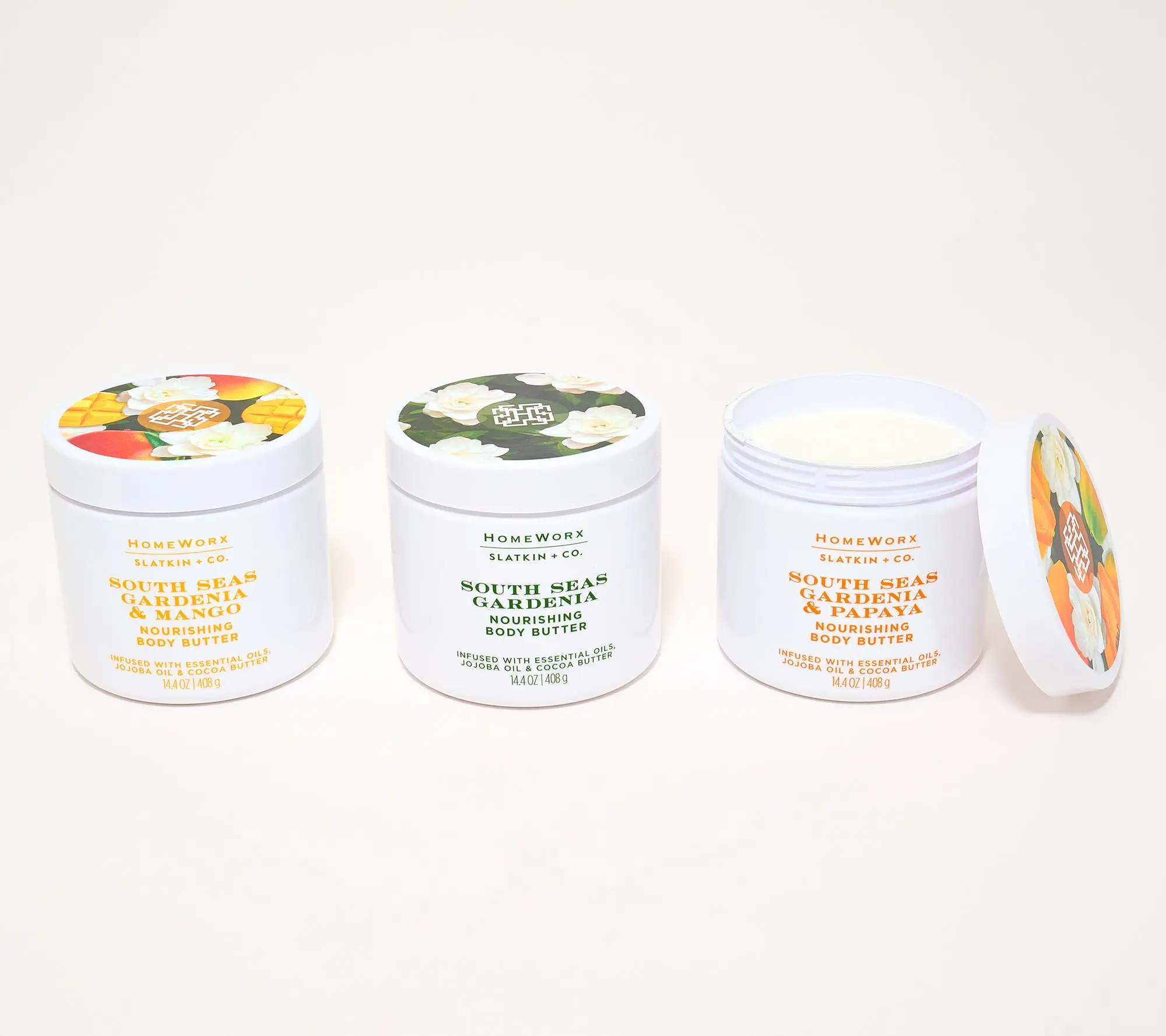 HomeWorx by Slatkin + Co. 3pc South Seas Gardenia 14.4oz Body Butter