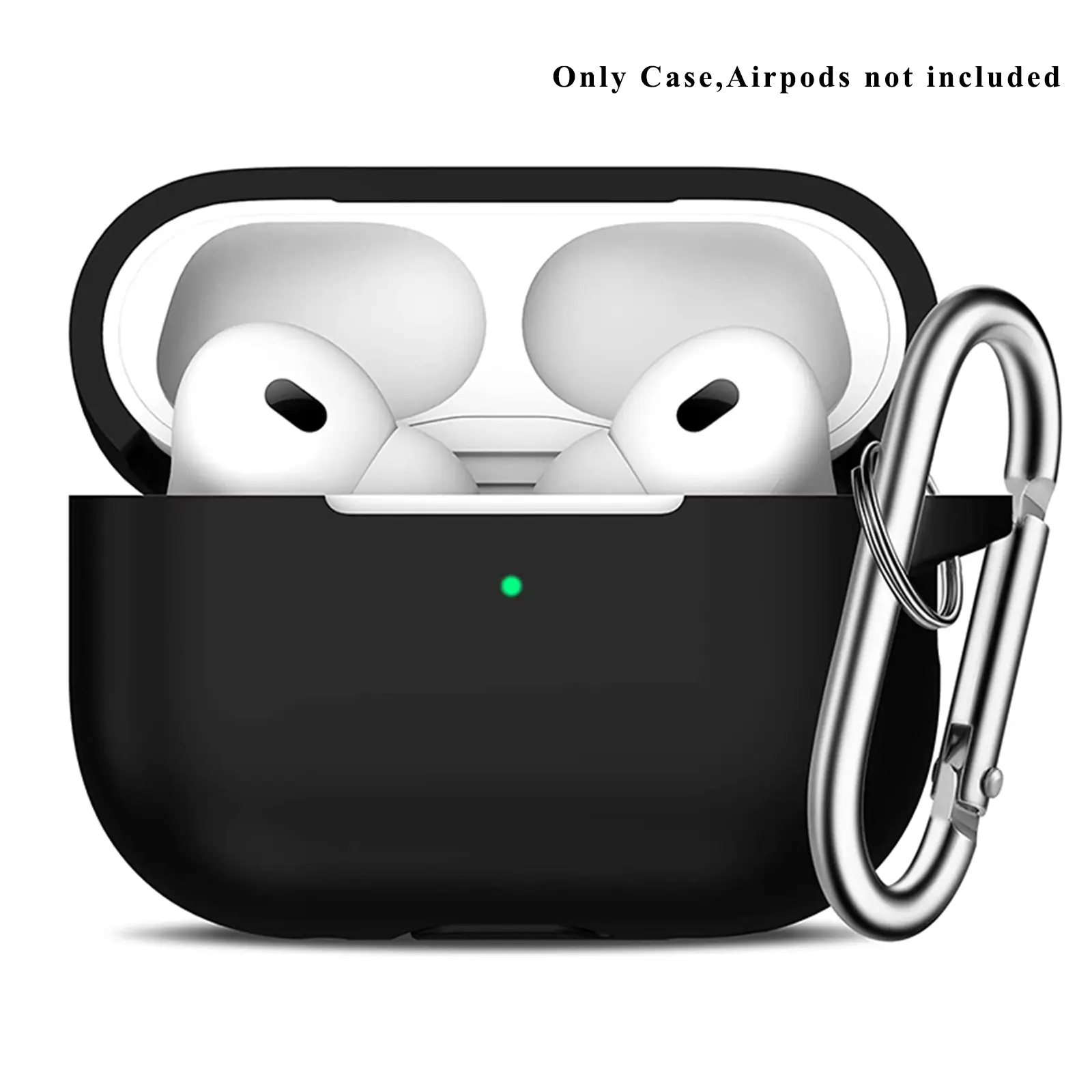 Silicone Earbuds Case with Carabiner, Handy Solid Color Anti-fall Protection Earphones Protective Case for Airpods Pro 2, Soft Earphone Protector with Visible LED Charging Indicator for Women & Men