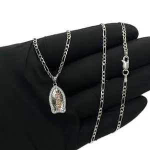 Set Virgencita Real Silver 925 fígaro chain