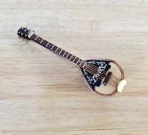 Miniature Mandolin Instrument with Case Wood 4" Fits 1:6 Scale