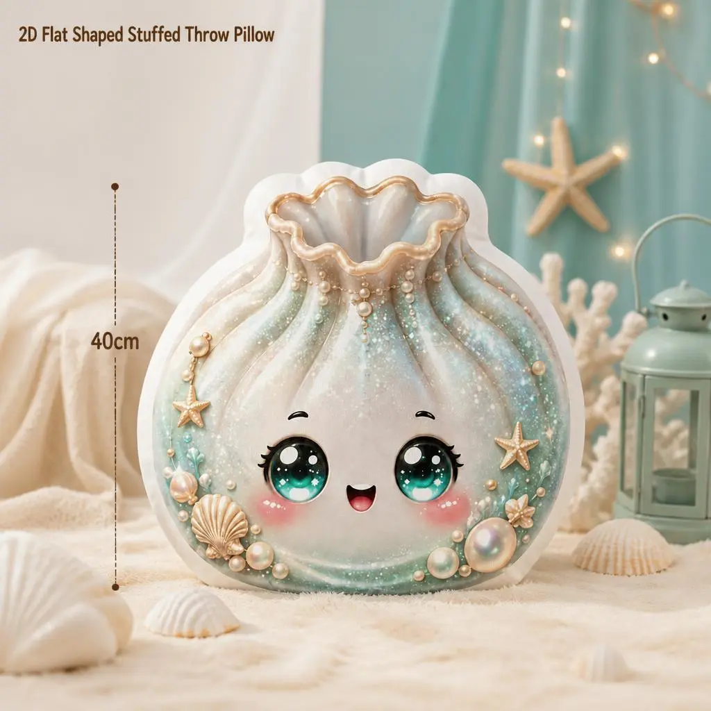 Glitter Dumpling Seashell Starfish Ocean Charm Stuffed Throw Pillow Cute Room Decor