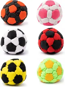 Random 1/6 Pack Diameter 7cm / 2.76 Inch Soccer Hackys Footbag Sacks - Soft Plush Footbags for Adults - Durable Fleece Juggling Balls - Vibrant Sports Design for Indoor & Outdoor Play, Party Favors, and Coordination Training