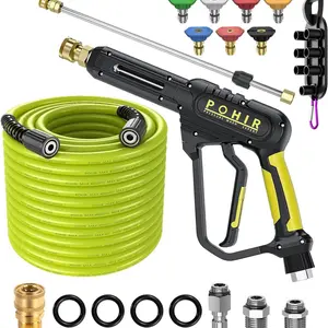 POHIR Pressure Washer Gun and 50FT Hose Kit,3600 PSI Pressure Water Gun With 15in Wand,7 PowerWasher Nozzle For Home Cleaning and Car Washing
