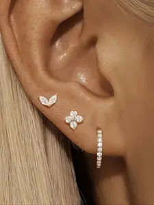 Women's Elegant Rhinestone Statement Earrings Set, Copper Material, Vintage Style Jewelry Gift for Women, Daily Wear Accessories