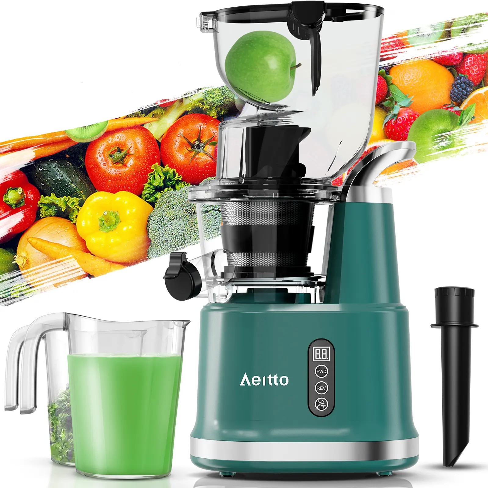 AEITTO Cold Press Juicer, Whole Vertical Juicer with Big Wide 83mm Chute, BPA-Free, Juicer Machine for Whole Fruits and Vegetables