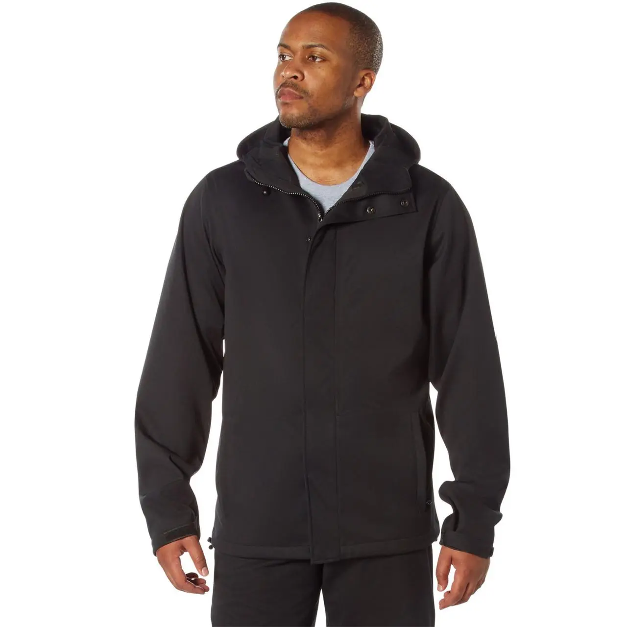 Unisex Outdoor Utility Black Shadow Ops Breathable Waterproof Raincoat - Ultra-Light, High-Performance, Stretch Shell Coat with Pockets, Zipper, Silent Design, Adjustable Hood
