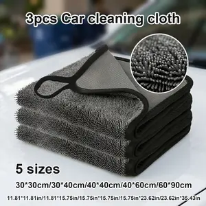 3-Pack Ultra-Fine Fiber Cloths, Super Absorbent Car Drying Towels, Reusable Microfiber Cleaning Rags, Soft Auto Care Supplies, Car Detailing Products