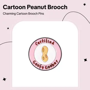 Goofy Goober Cartoon Peanut Letter Brooch Pin Durable Metal Badge for Backpack Clothes Collar Fashion Charm Accessory Gift for Women Men Girls and Teens pins