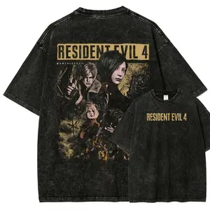 Men's Washed Distressed Short-Sleeve Tshirt - Round Neck, Fitted Unisex Fit, Festive Casual Menswear Everyday Streetwear Top