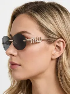 European and American Ins style fashion diamond inlaid oval sunglasses for female celebrities, the same personalized trendy sunglasses