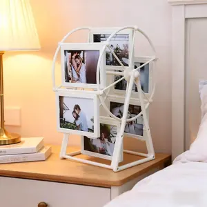 6 retro Ferris wheel photo frames | retro rotating display stand with 4-inch exquisite photo frame, no electricity required