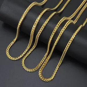 3mm Stainless Steel Fox Tail Chain Necklace, Hip Hop Cuban Link Chain, Unisex Basic Necklace for Men Women