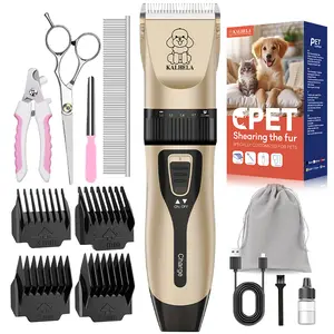 Ceenwes Dog Clippers Low Noise Pet Clippers Rechargeable Trimmer Cordless Grooming Tool Professional Dog Hair Trimmer with Comb Guides Scissors for Dogs Cats & Others（Gold）