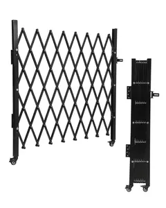 Garvee Single Foldable Security Gate 50" H x 67" W Aluminum Expandable Fence with Casters, Portable Retractable Driveway Gate, 360° Rolling Mobile Safety Barrier