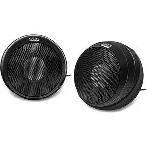 Compact USB Type-A Plug-In Desktop Computer Speakers, 5W x 2 Stereo Sound, Enhanced Bass & Crisp Audio for PC, Laptop, Black Gaming Monitor Speakers