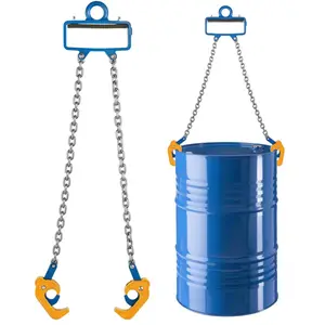 VEVOR Chain Drum Lifter, G80 Drum Lifting Chain Sling with Security Hook, 2200LBS Capacity, Drums Handling Equipment Fits for Crane Forklift, Carbon Steel Barrel Lifter for Plastic Metal Drums