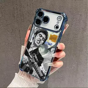 Compatible Phone Case iPhone 17 Pro Max 16 15 Plus Air 14 13 12 11  Creative Scar Face Painted Pattern Transparent Full Coverage Four Corners Anti-drop Casing