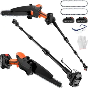 2-IN-1 Cordless Pole  & 8" Mini   , Electric Pole Saws for Tree Trimming with Auto Oiling, 13.5FT Max Reach, Handheld  & Pole  Combo with 2 x 21V