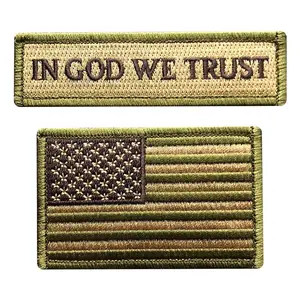 in God We Trust USA Flag Tactical Hook Patch (3.75 X 1.0-3.0 X 2.0 Bundle G1-U1)