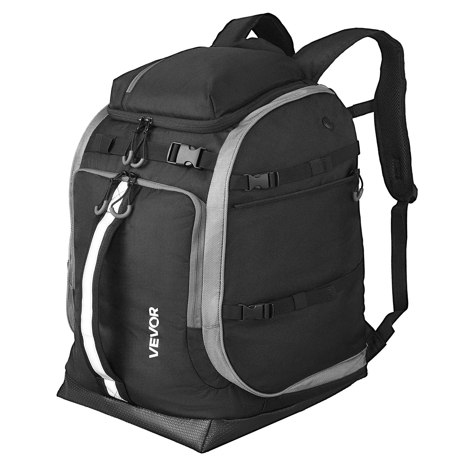 1680D Waterproof Oxford Ski Boot Bag, 65L Snowboard Backpack for Skiing, 19.7 in with Padded Back and External Straps