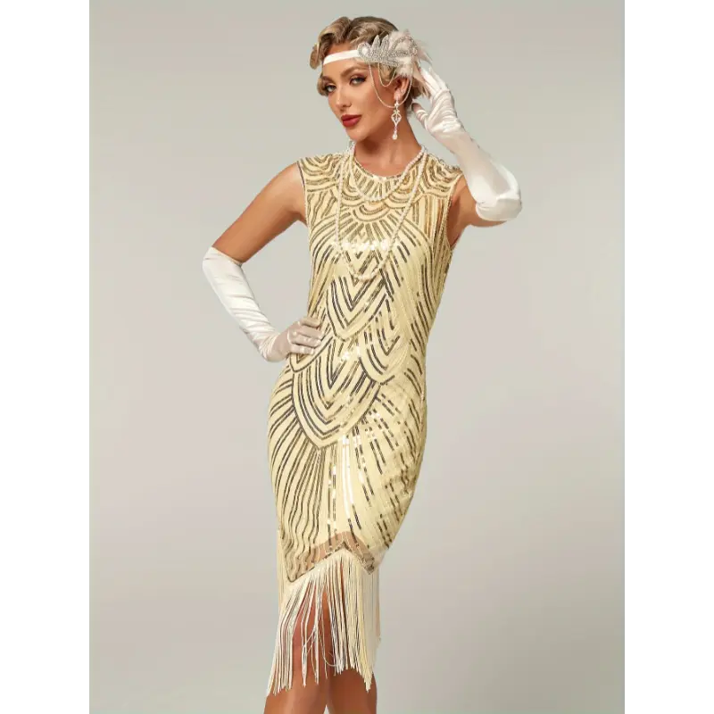 Vintage 1920s Flapper Dress with Sequins and Fringe Detail - Green,  Sleeveless Party Gown for Women, Perfect for Roaring Twenties Themed  Events, Retro Dress - TikTok Shop