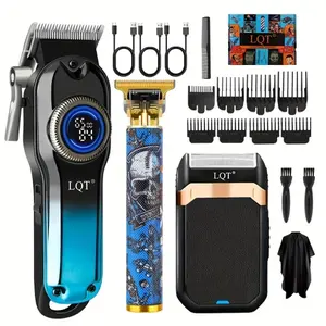 Men's Hair Clipper, Cordless with 5 Hours Battery Life, 7000 RPM High-Speed Motor, Built-in LED Display, Professional Hair Cutting Kit, Ideal for Men and Home Use, Gold