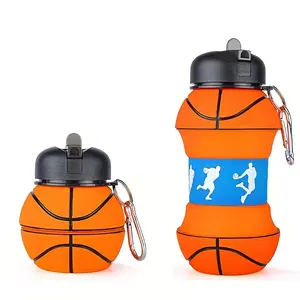 550ML/18.6oz Collapsible Basketball Water Bottle, Portable Leak-Proof Mug, Durable Design, Ideal for Sports & Outdoor Use, Flexible Water Bottle