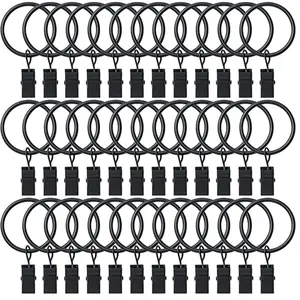 36 Pack Curtain Rings with Clips, Drapery Clips with Rings, Hangers Drapes Rings, Drapery Rings 1.26 inch, Fits up to 1 inch Diameter Curtain Rod, for Hanging Drapes Bows Hat and So On